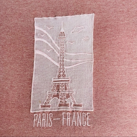 Paris France Mauve Eiffel Tower Embroidered Graphic Souvenir Tee Women's Size M - Picture 7 of 8